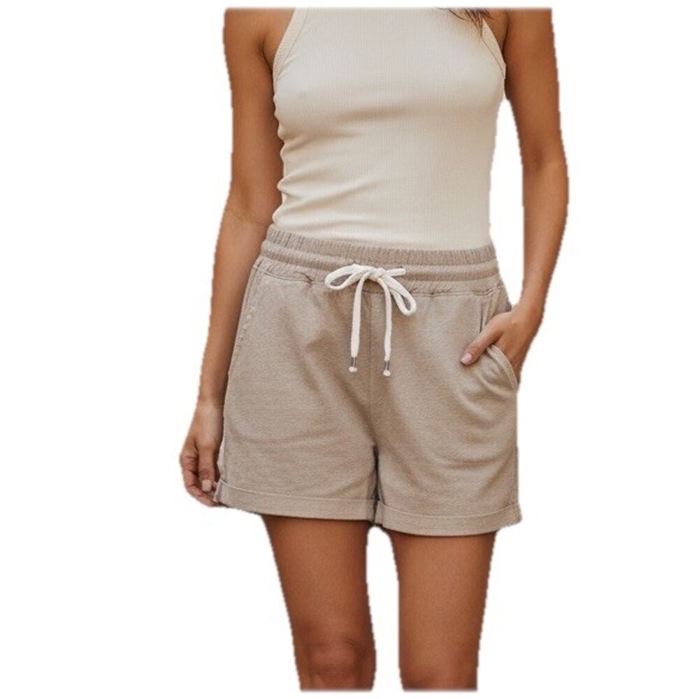 LOVE TREE Linen Blend Shorts Mocha Colored Cuffed Hem Boho Womens Size LARGE
